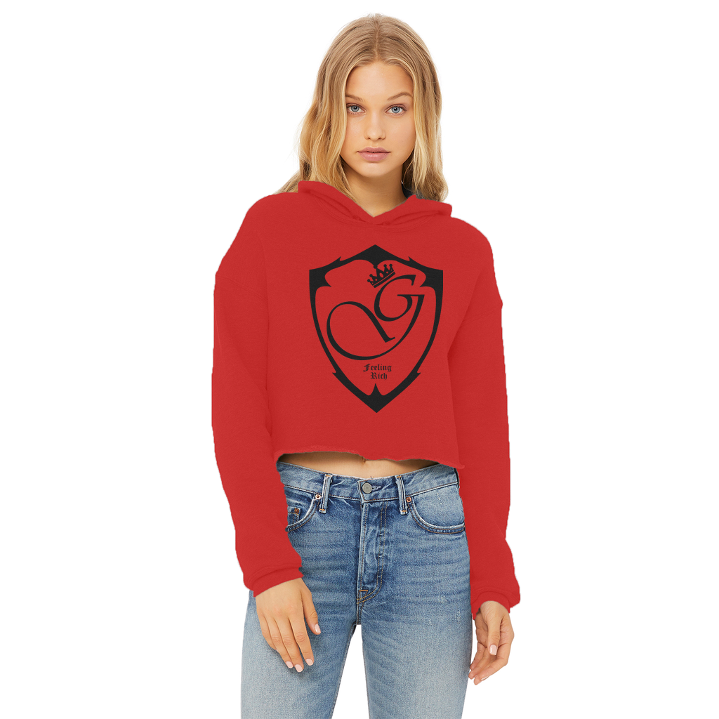 Feeling rich Ladies Cropped Raw Edge Hoodie