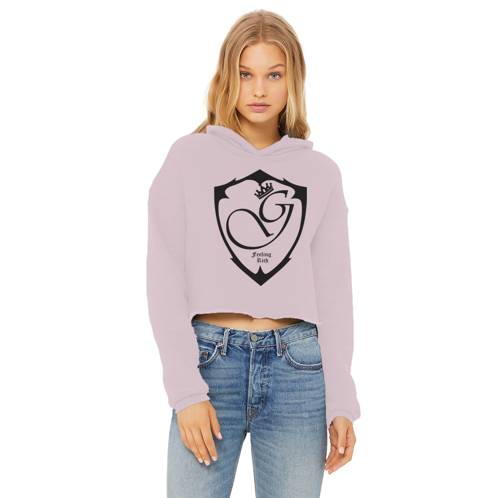 Feeling rich Ladies Cropped Raw Edge Hoodie