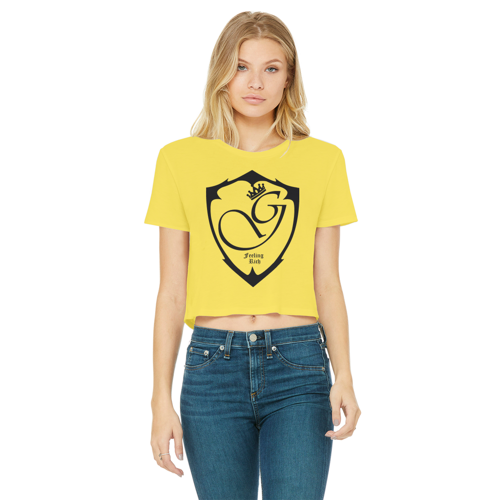 Feeling rich Classic Women's Cropped Raw Edge T-Shirt