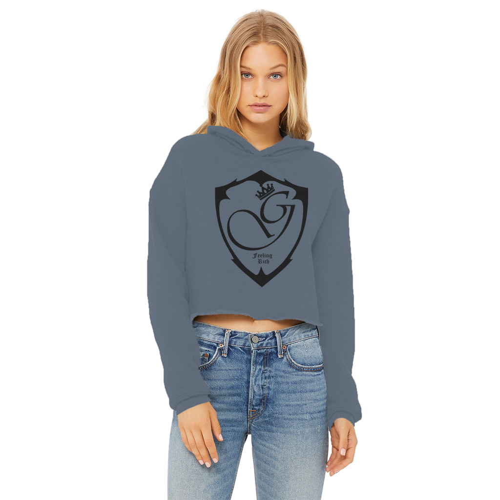 Feeling rich Ladies Cropped Raw Edge Hoodie