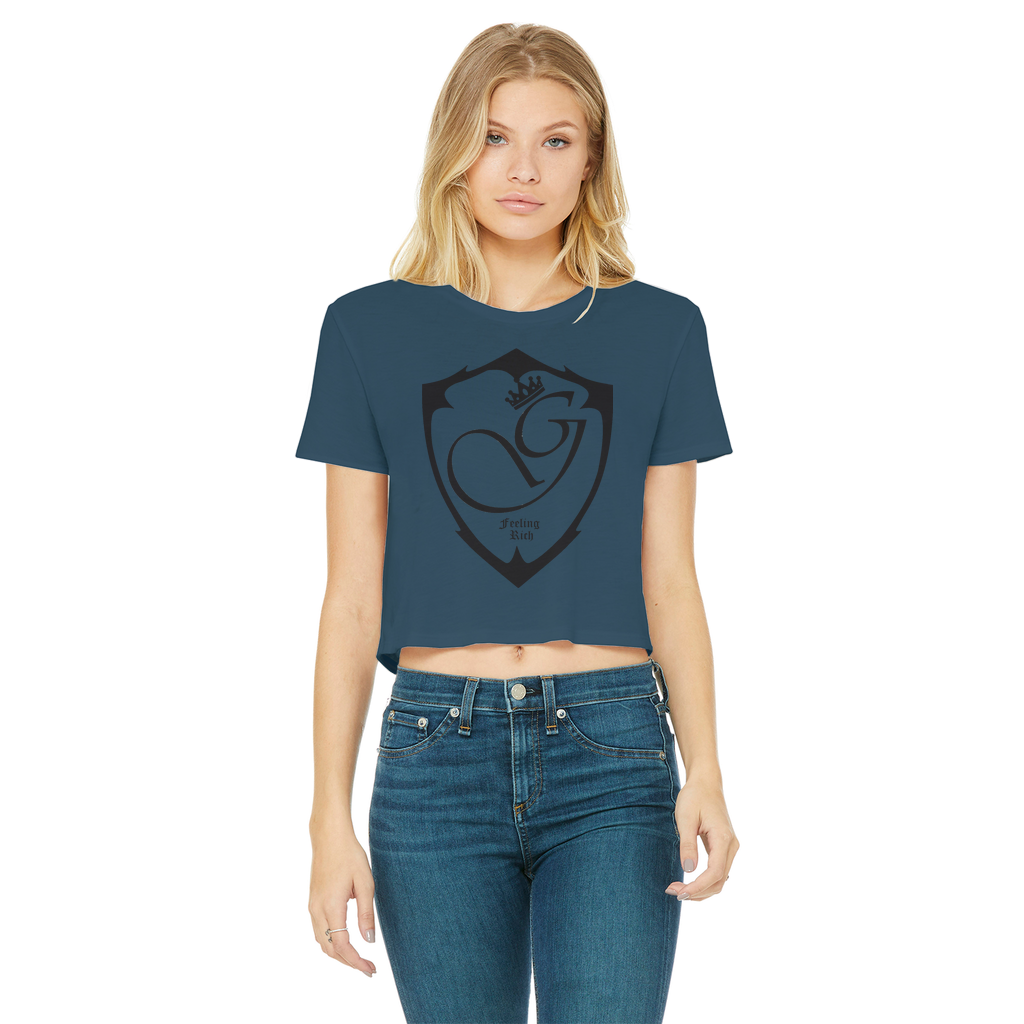 Feeling rich Classic Women's Cropped Raw Edge T-Shirt