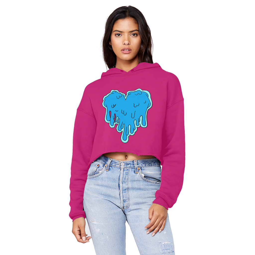 benzo heart Cropped Raw Edge Boyfriend Hoodie