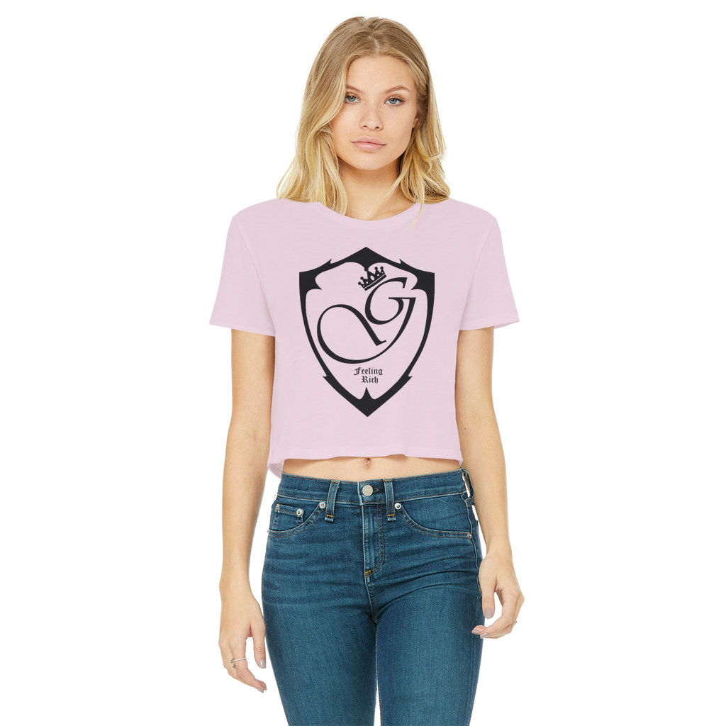 Feeling rich Classic Women's Cropped Raw Edge T-Shirt