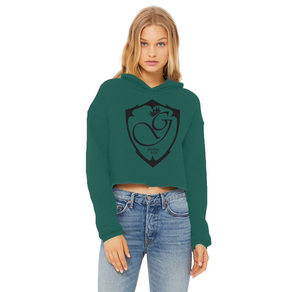 Feeling rich Ladies Cropped Raw Edge Hoodie