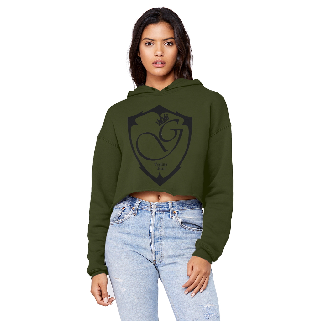 Feeling rich Cropped Raw Edge Boyfriend Hoodie