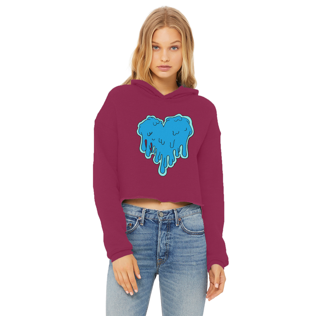 benzo heart Ladies Cropped Raw Edge Hoodie