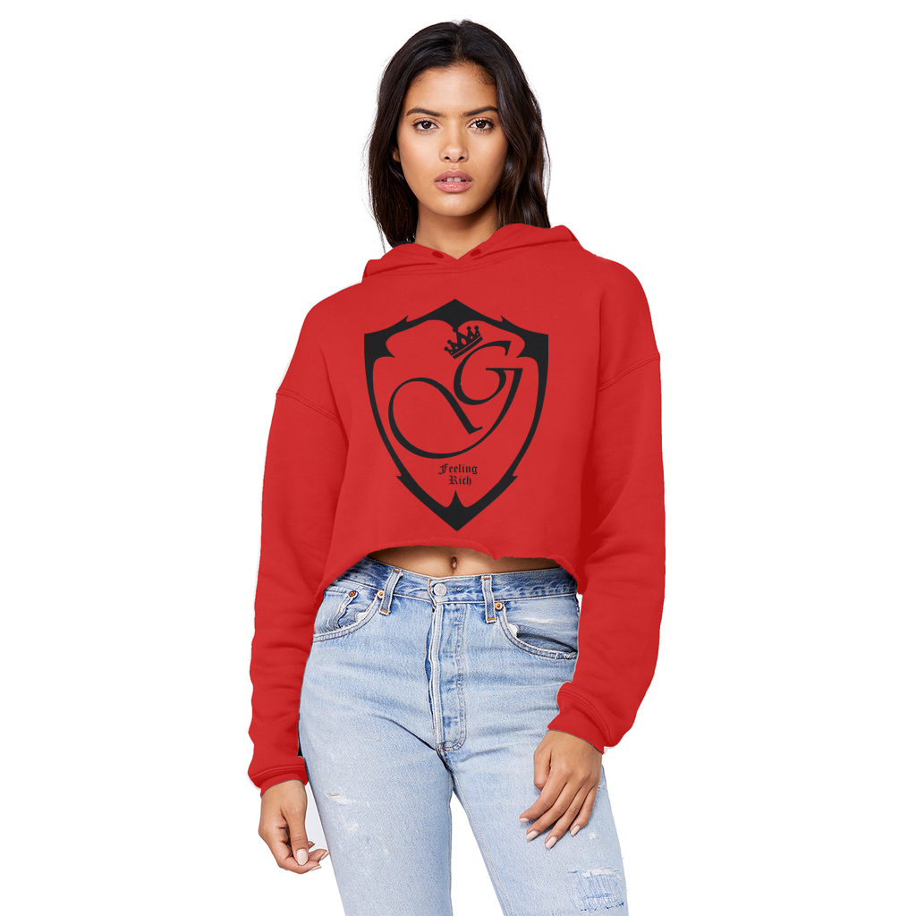 Feeling rich Cropped Raw Edge Boyfriend Hoodie