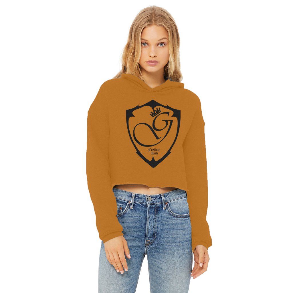 Feeling rich Ladies Cropped Raw Edge Hoodie