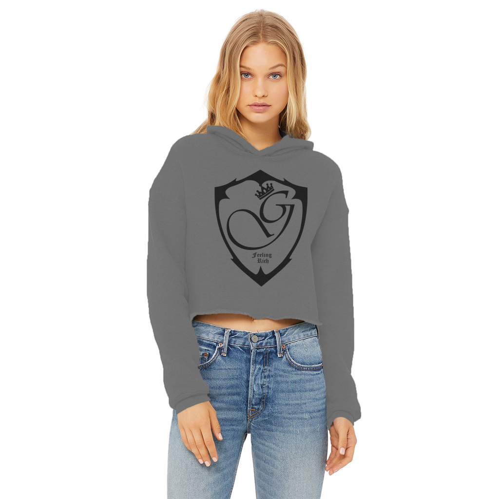 Feeling rich Ladies Cropped Raw Edge Hoodie