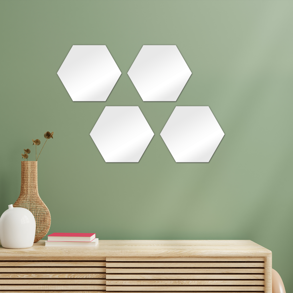 benzo heart Hexagon Wall Tiles Set of 4