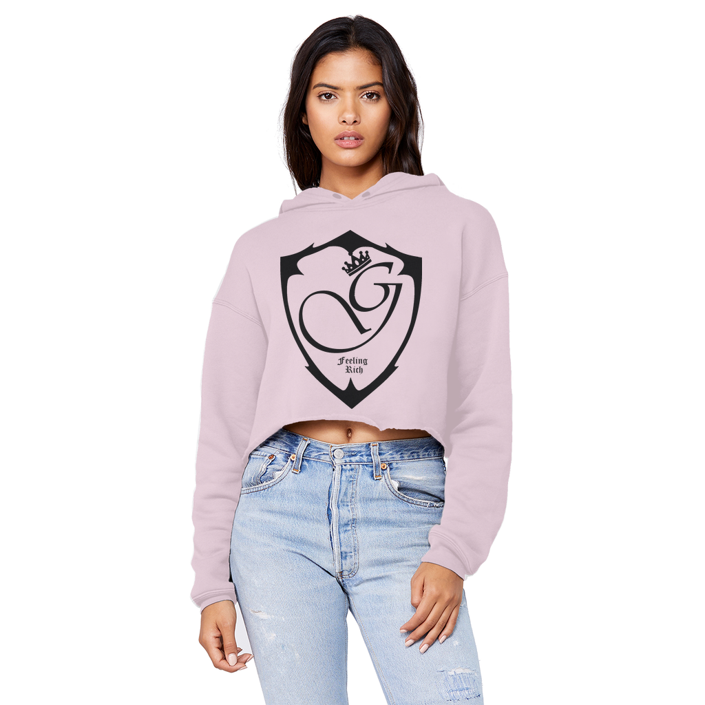 Feeling rich Cropped Raw Edge Boyfriend Hoodie
