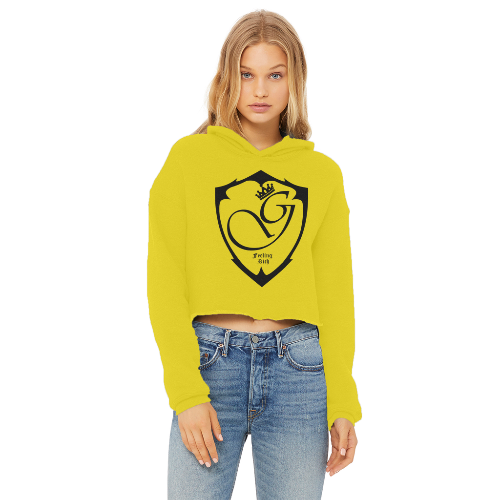 Feeling rich Ladies Cropped Raw Edge Hoodie
