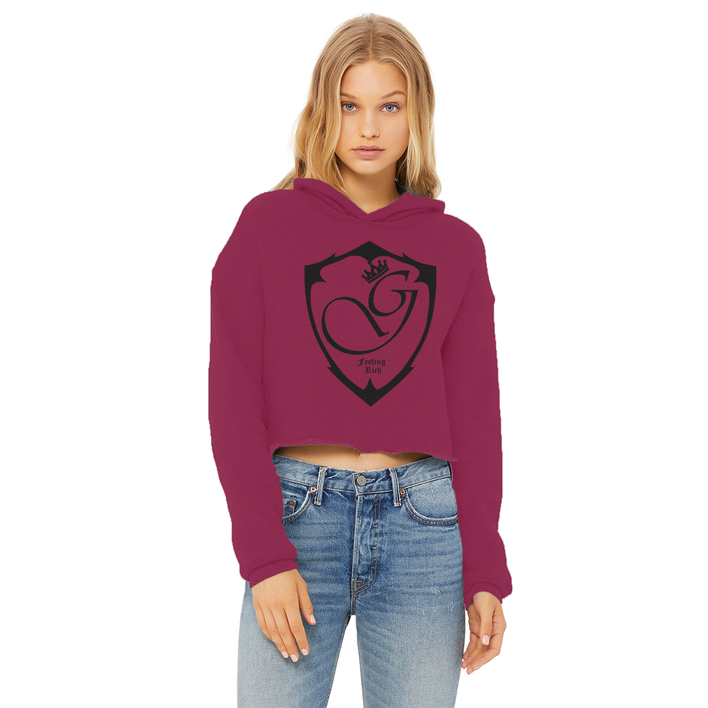 Feeling rich Ladies Cropped Raw Edge Hoodie