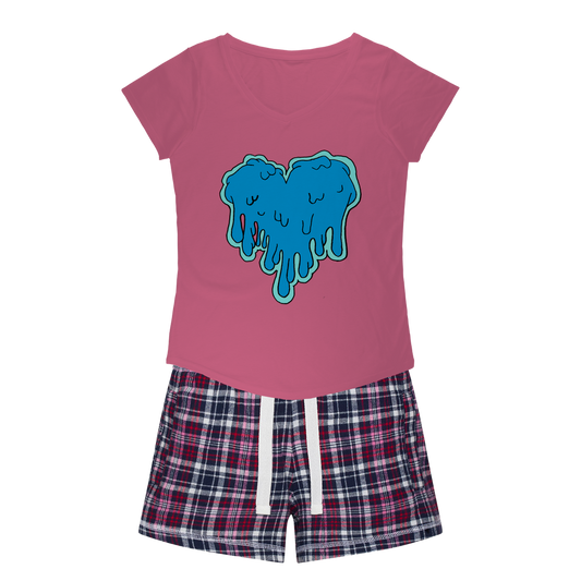 benzo heart Women's Sleepy Tee and Flannel Short