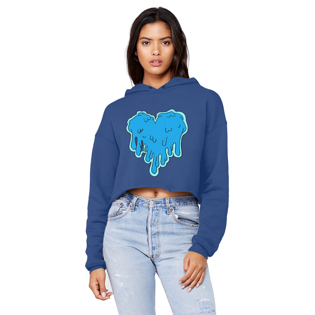benzo heart Cropped Raw Edge Boyfriend Hoodie