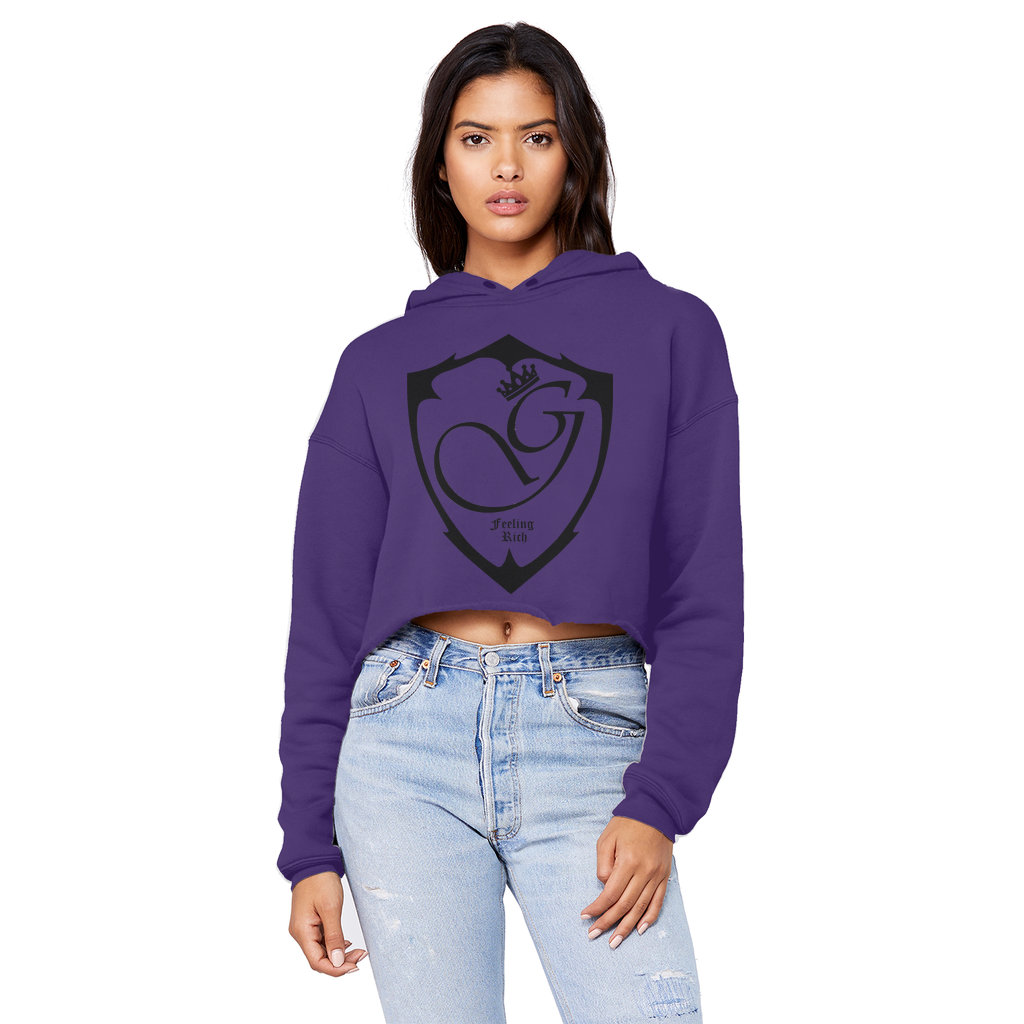 Feeling rich Cropped Raw Edge Boyfriend Hoodie