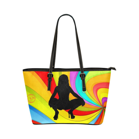 orange logo sexy Leather Tote Bag (Model 1651) (Big)