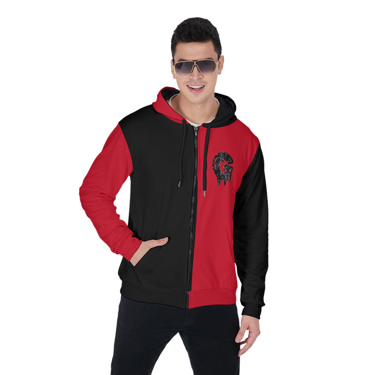 Gorgani g print Men's Heavy Fleece Zip Up Hoodie