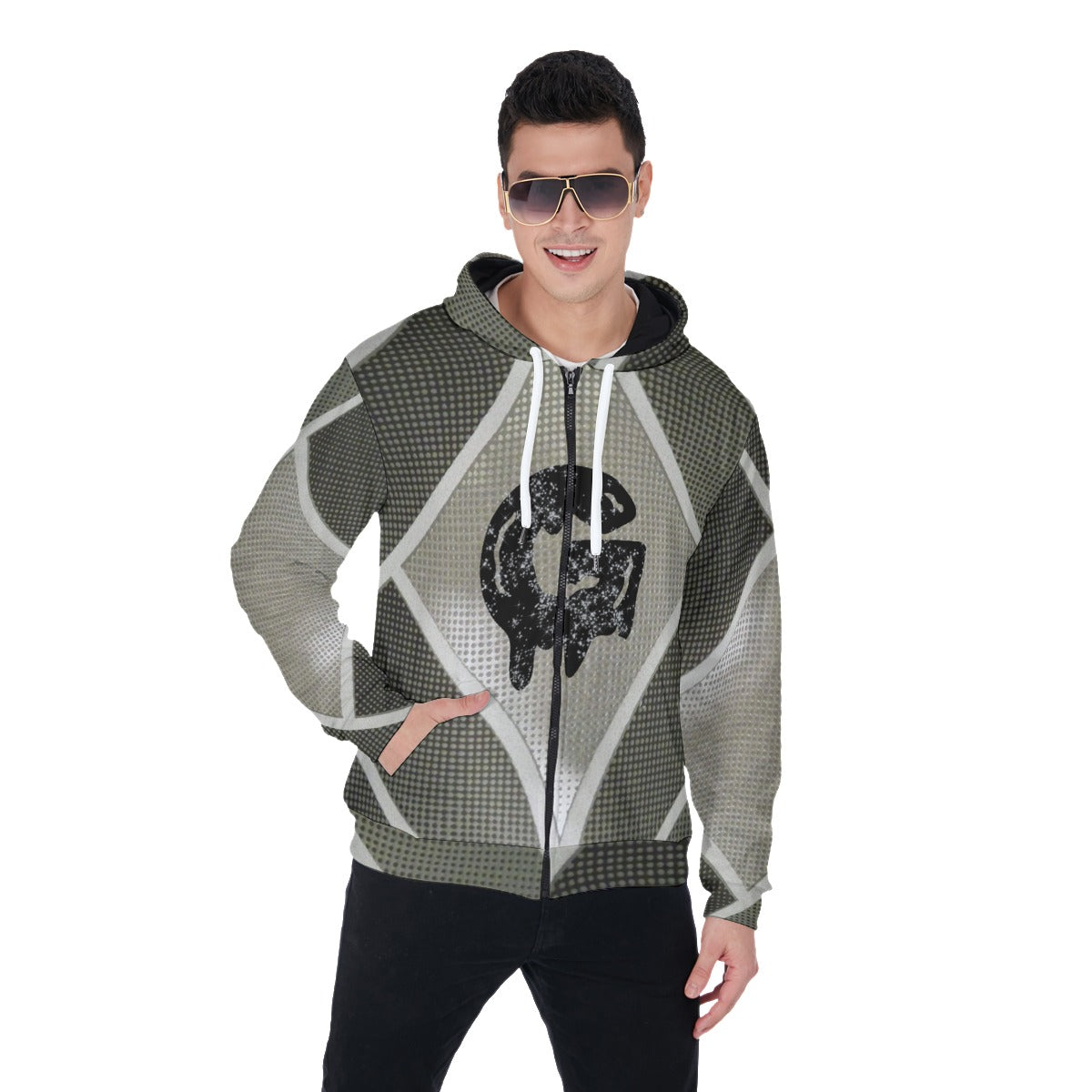 Gorgani Men's Heavy dripping G Fleece Zip Up Hoodie