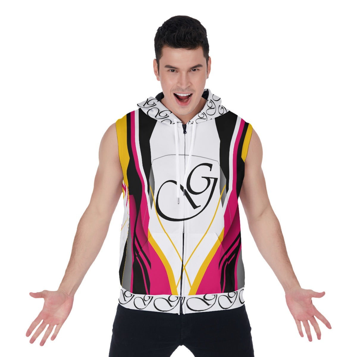 All-Over Print Men's Zipper-Up Sleeveless Hoodie