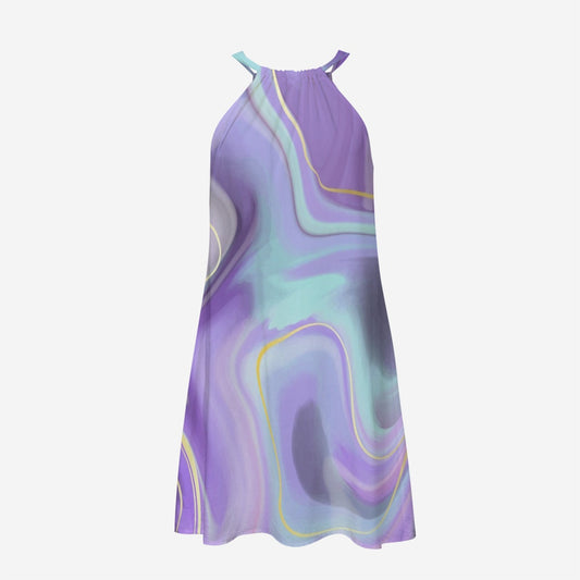 gorgani marble Print Women's Halter Dress | Rayon