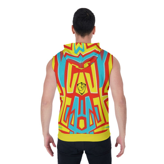 All-Over Print Men's Zipper-Up Sleeveless Hoodie