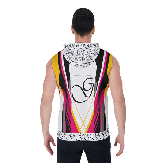 All-Over Print Men's Zipper-Up Sleeveless Hoodie