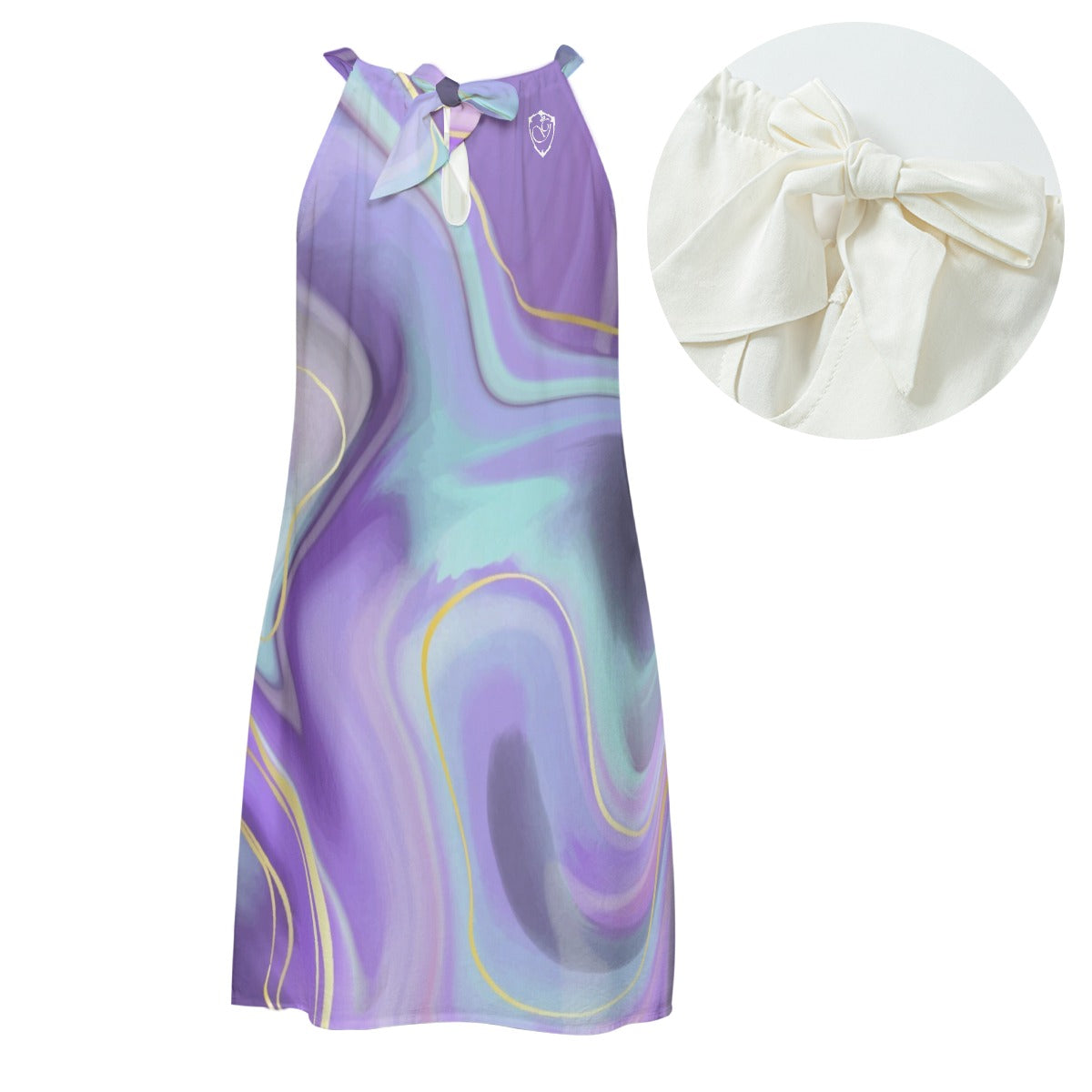 gorgani marble Print Women's Halter Dress | Rayon