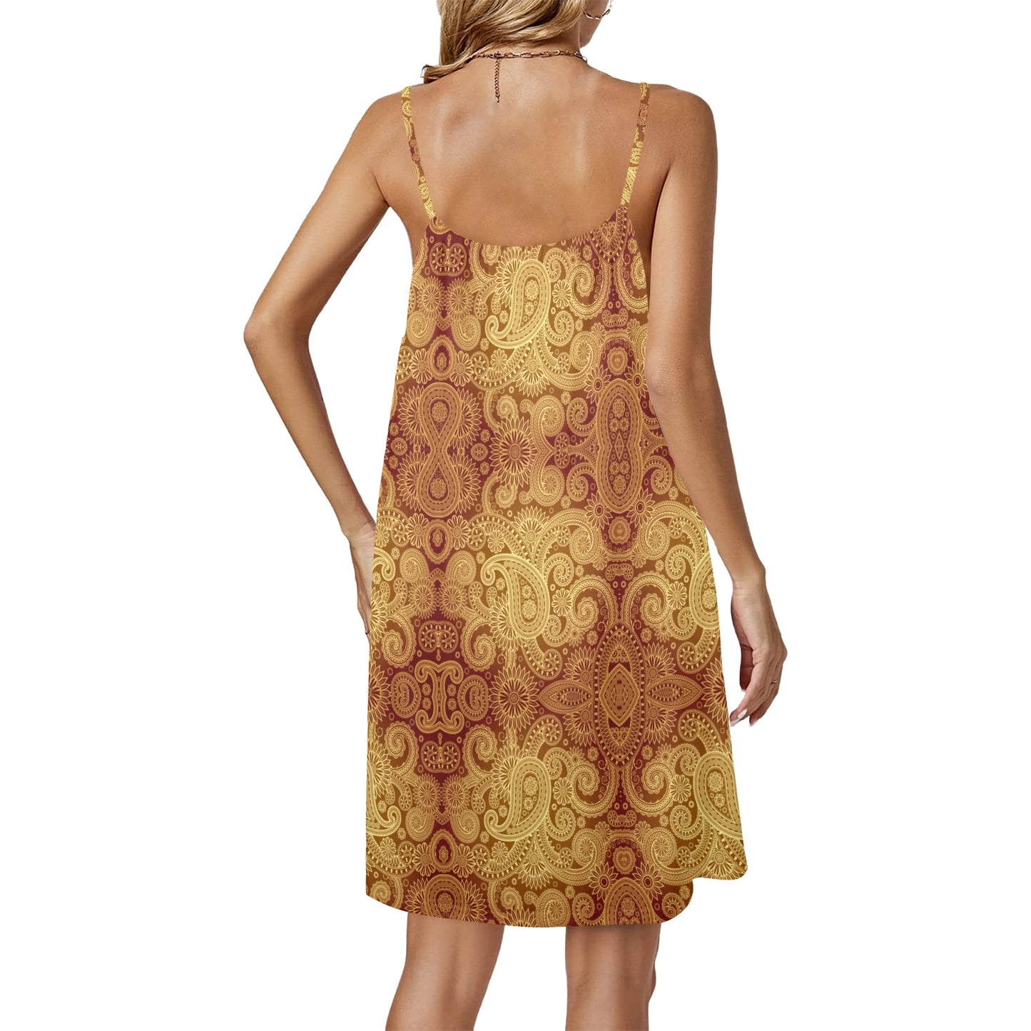 Gorgani Drawstring Neck Sleeveless Dress