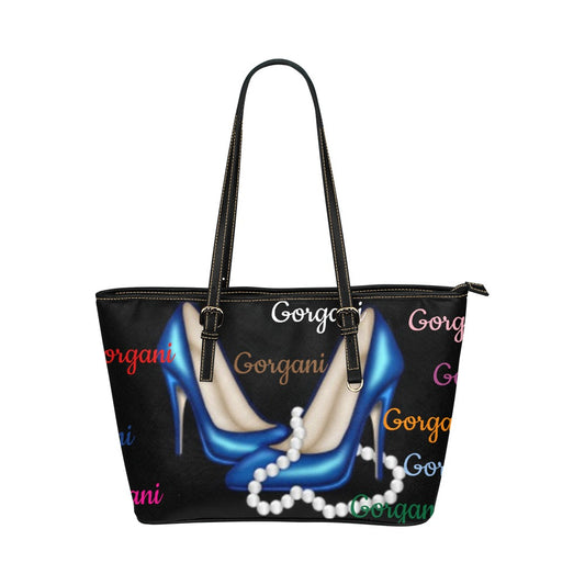 Gorgan heel pblue Leather Tote Bag/Large (Model 1651)