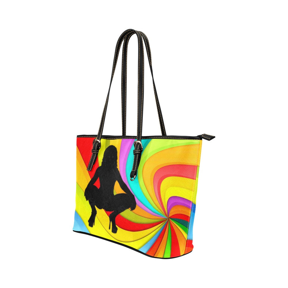 orange logo sexy Leather Tote Bag (Model 1651) (Big)