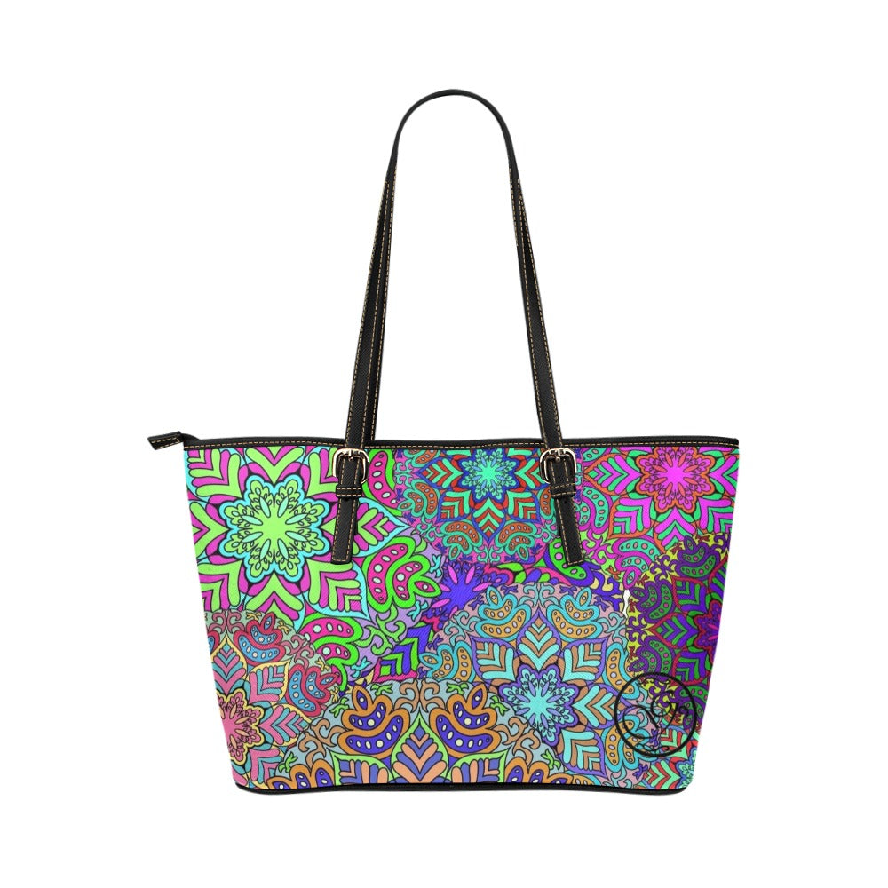 collage Leather Tote Bag (Model 1651) (Big)