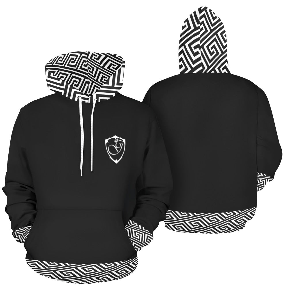 sheild logo white Men's All Over Print Hoodie (USA Size) (Model H13)