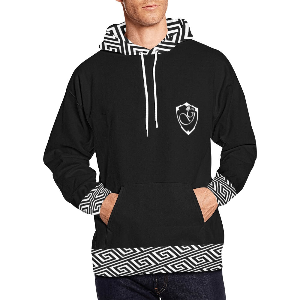 sheild logo white Men's All Over Print Hoodie (USA Size) (Model H13)