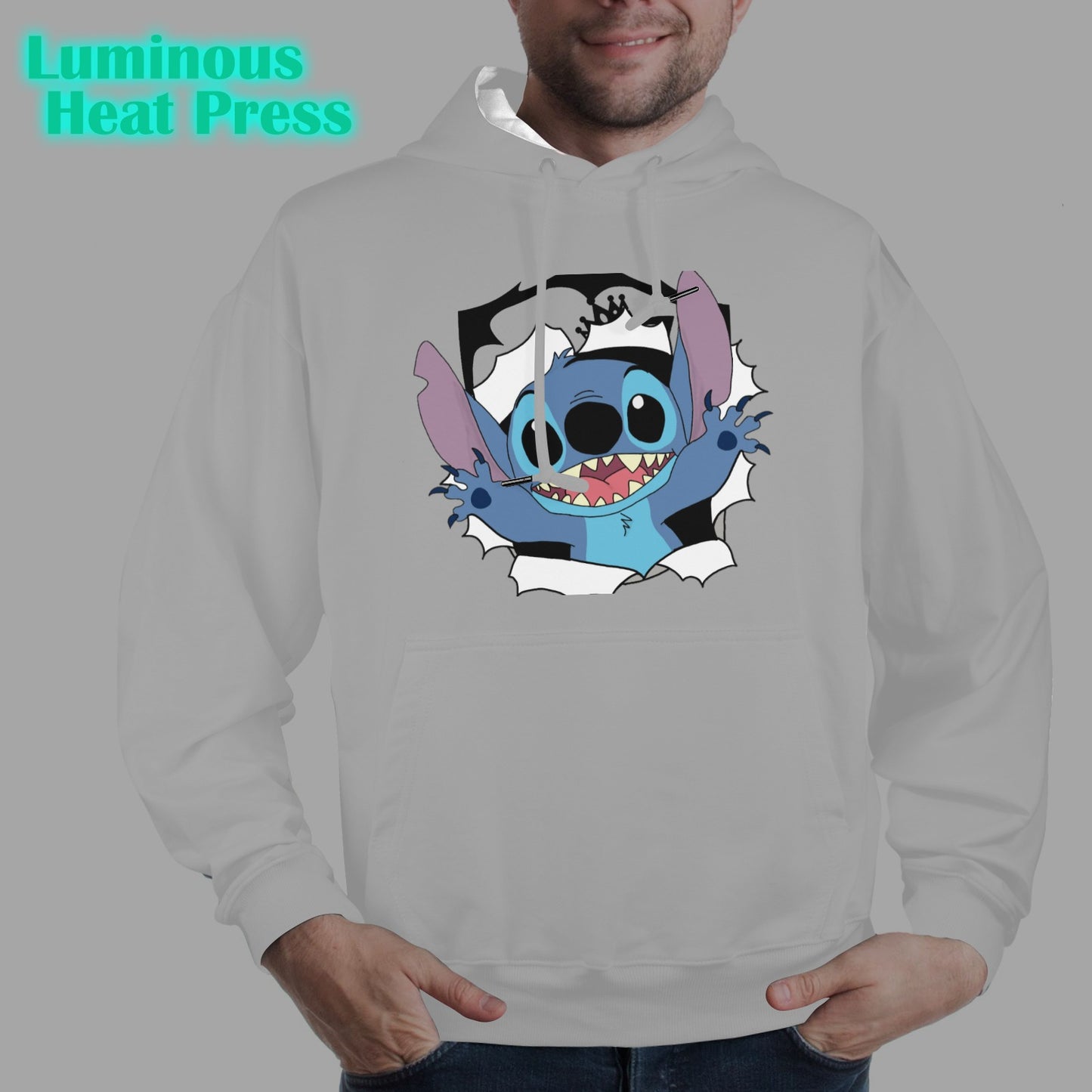 sheild logo feeling rich Men's Glow in the Dark Hoodie (Front Printing)