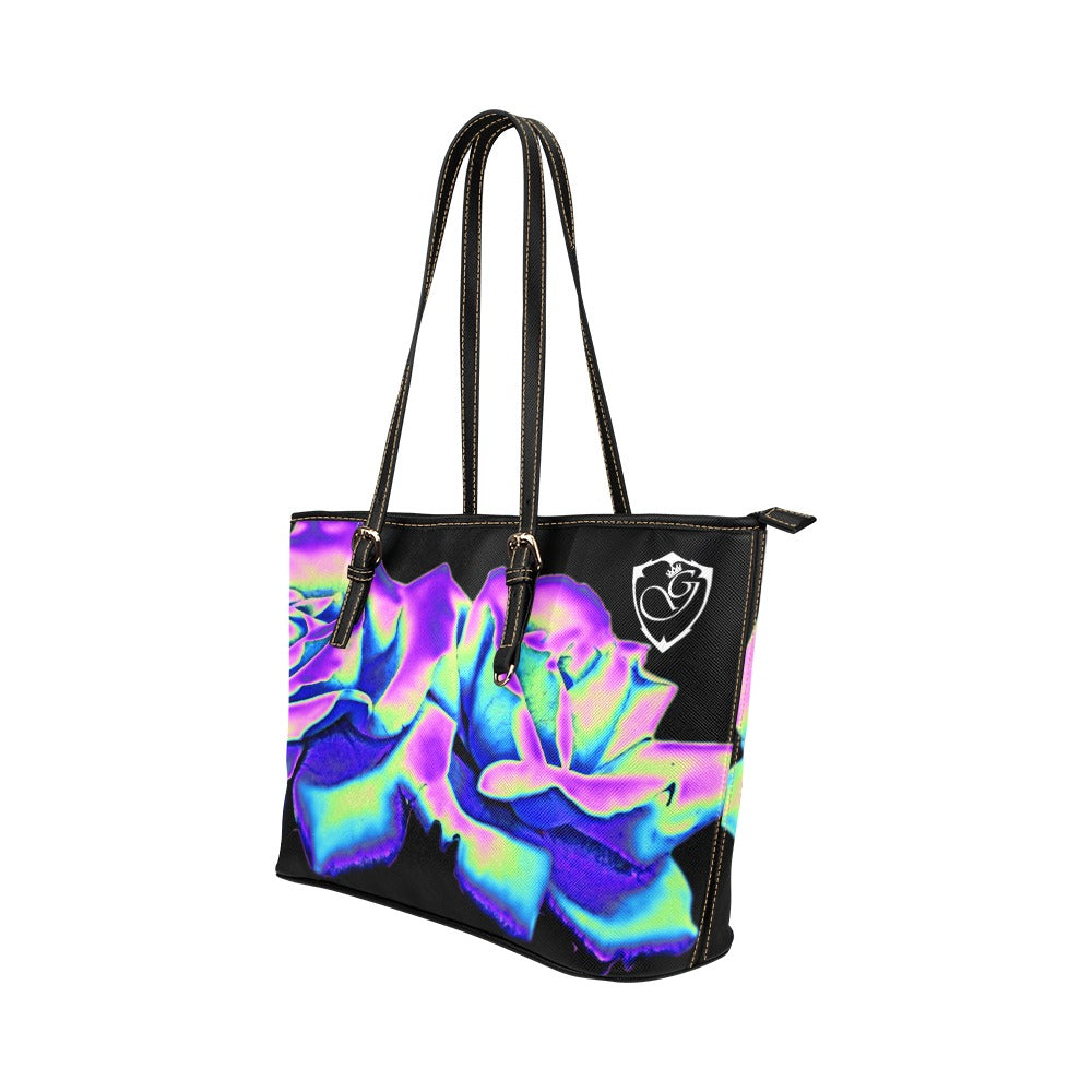 gorgani holo rose Leather Tote Bag (Model 1651) (Big)