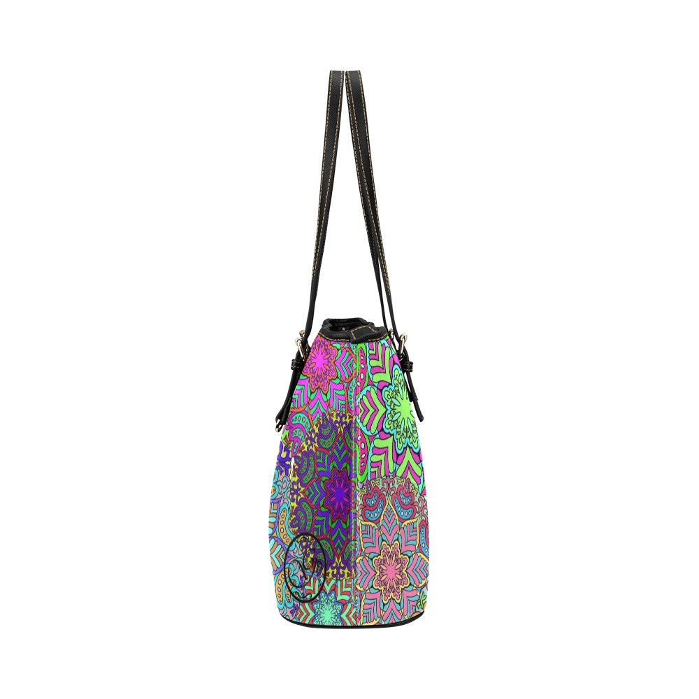 collage Leather Tote Bag (Model 1651) (Big)