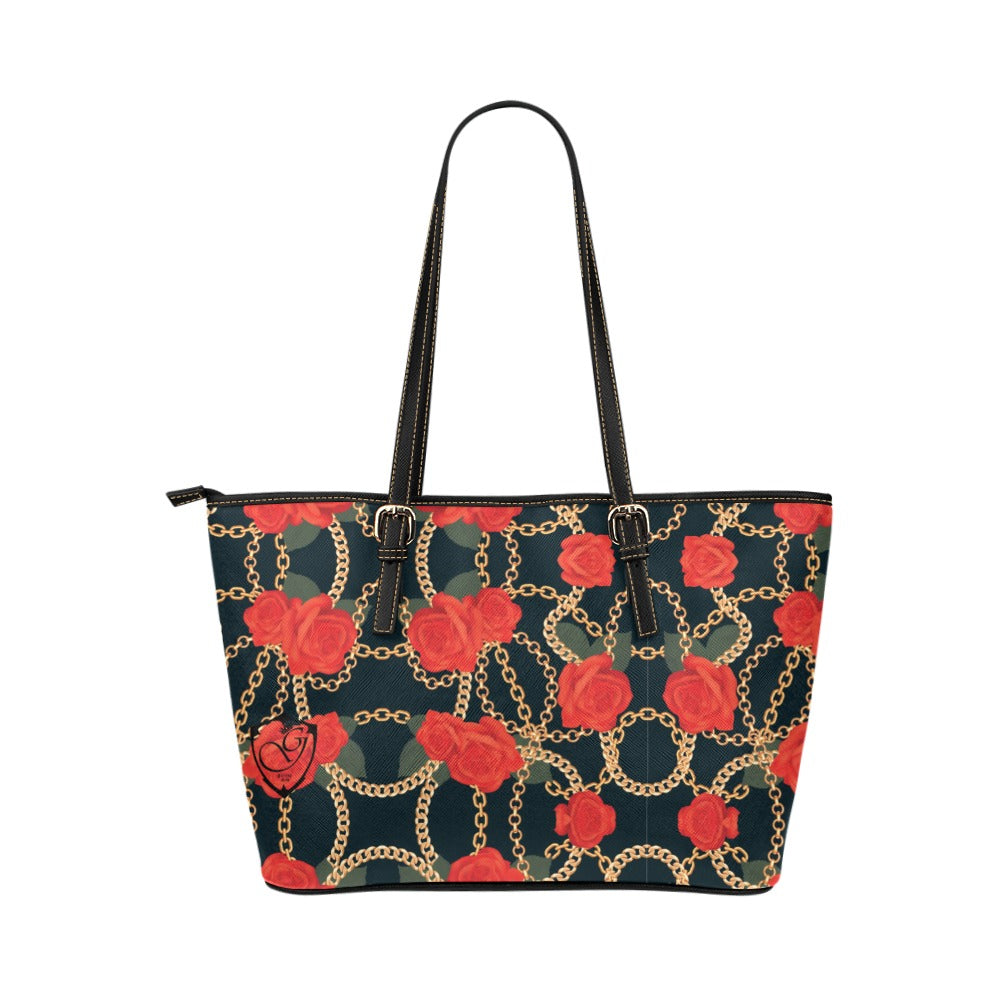 Rose n chain gorgani Leather Tote Bag (Model 1651) (Big)