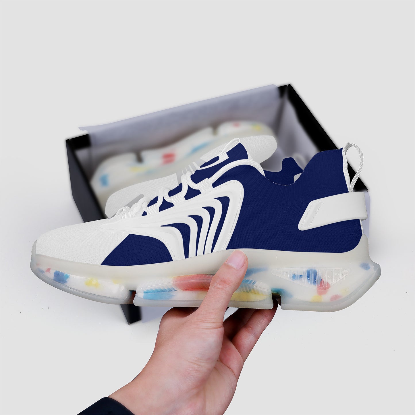 Gorgani SF_S35 Air Max React Sneakers - White and blue