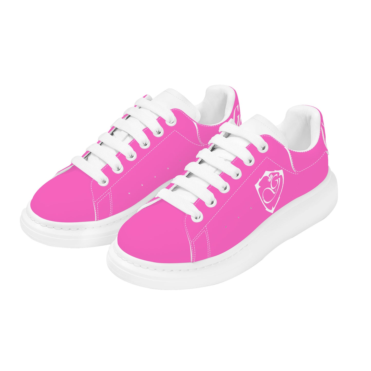 Gorgani D69 Heighten Low Top Shoes - White and  pink