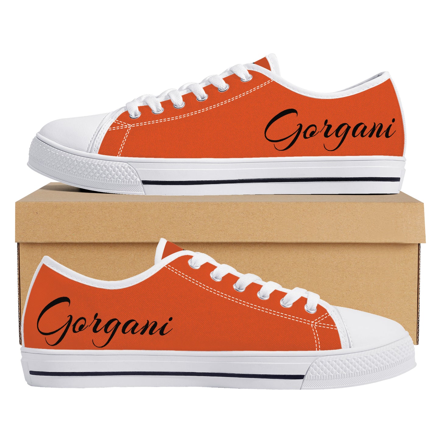 Low-Top Canvas Shoes  White n orange