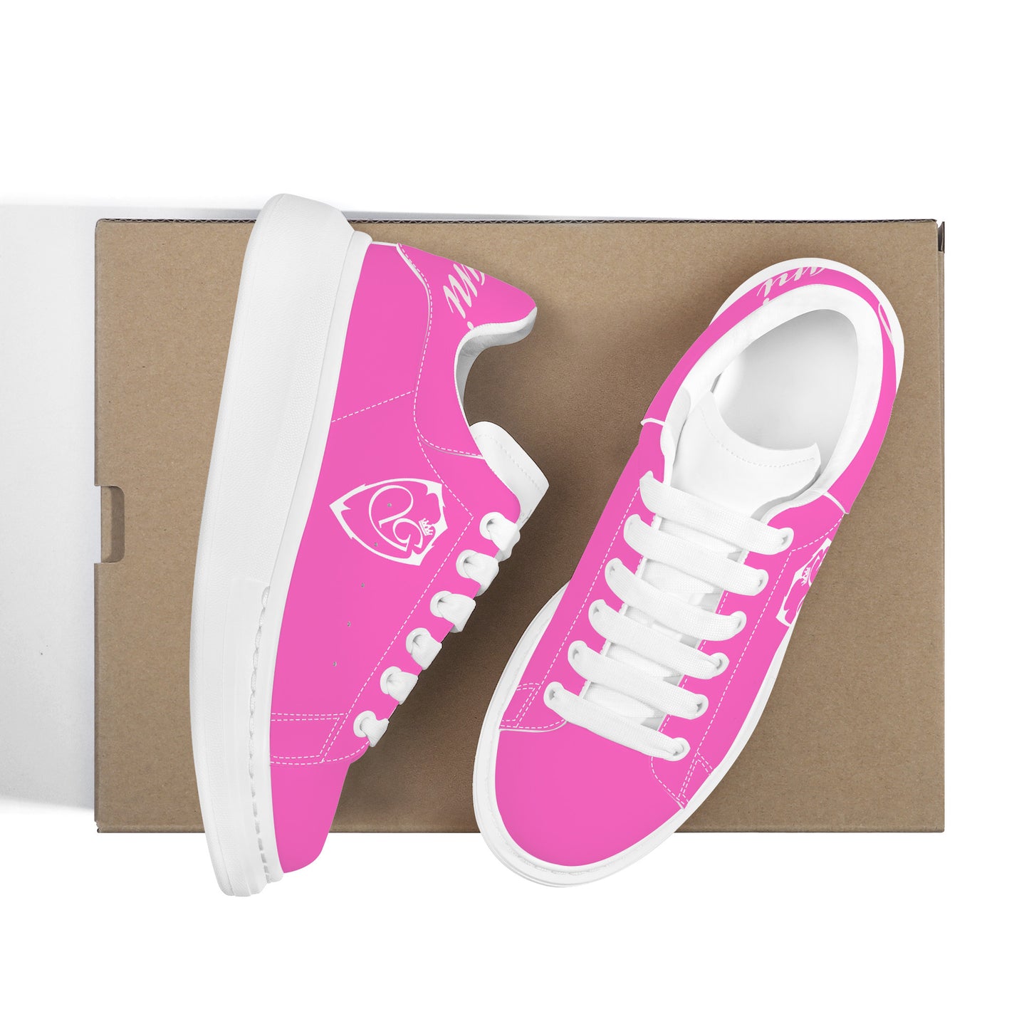 Gorgani D69 Heighten Low Top Shoes - White and  pink