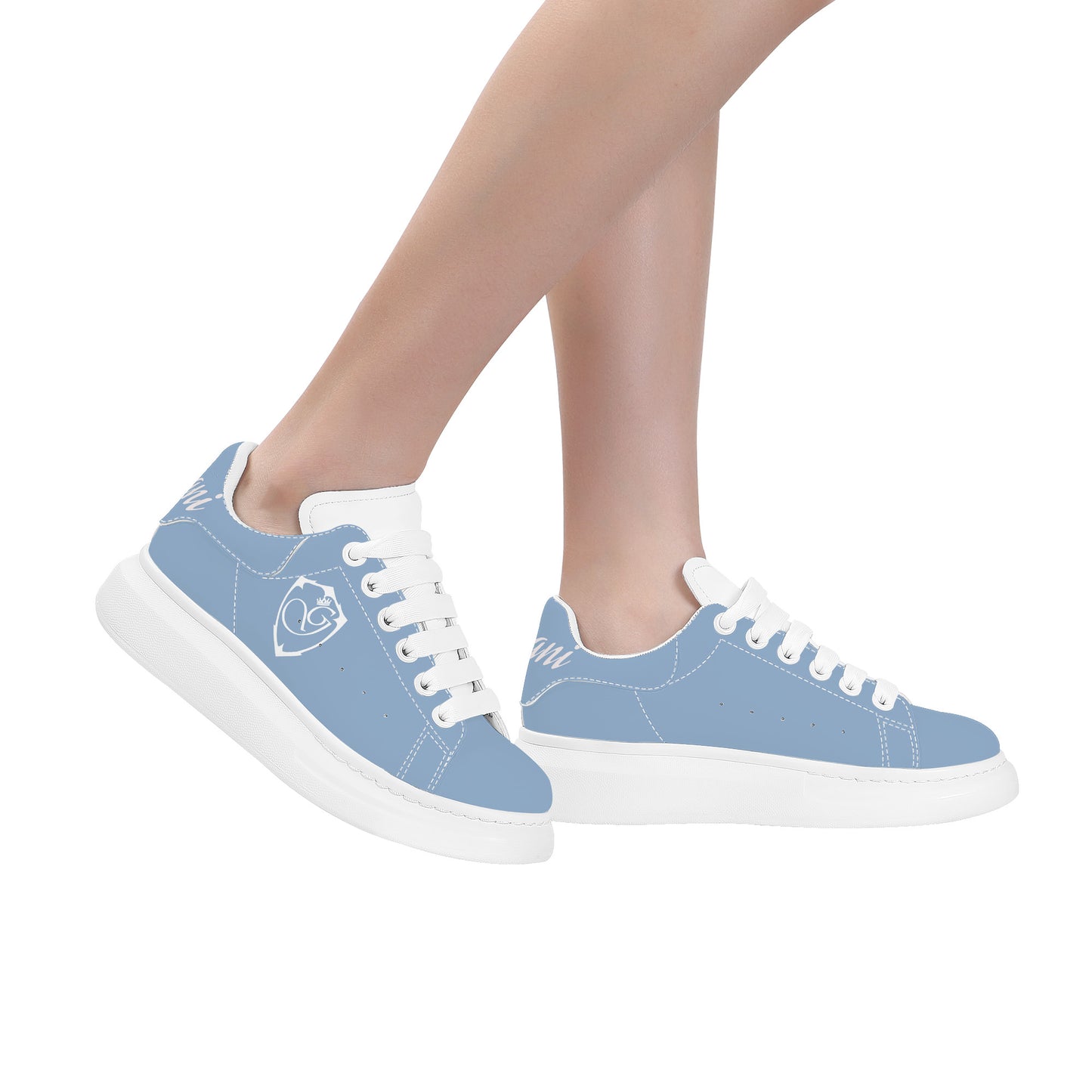 Gorgani D69 Heighten Low Top Shoes - White and powder blue