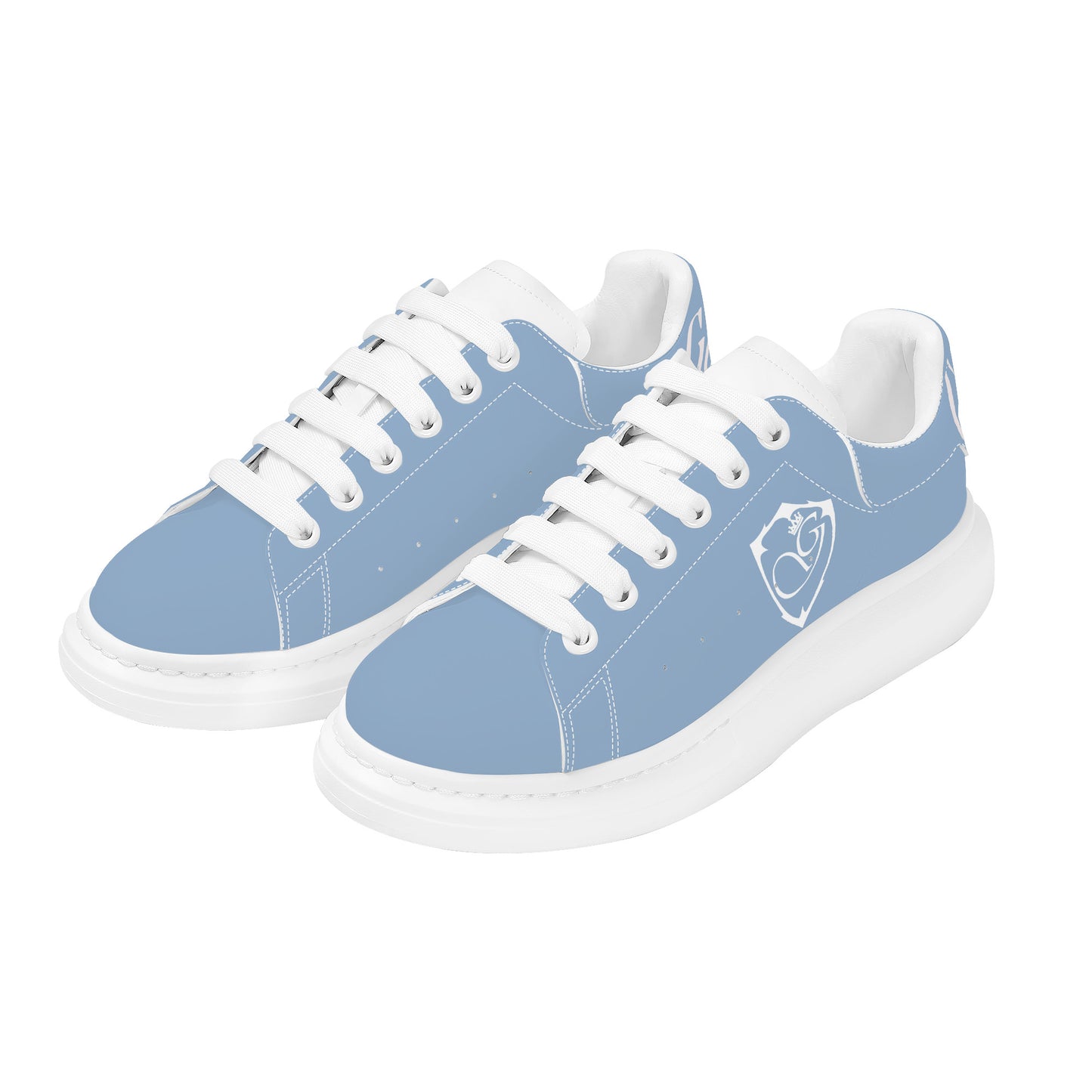 Gorgani D69 Heighten Low Top Shoes - White and powder blue
