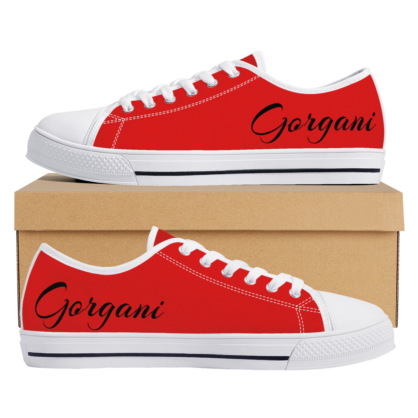 Gorgani Low-Top Canvas Shoes White n red