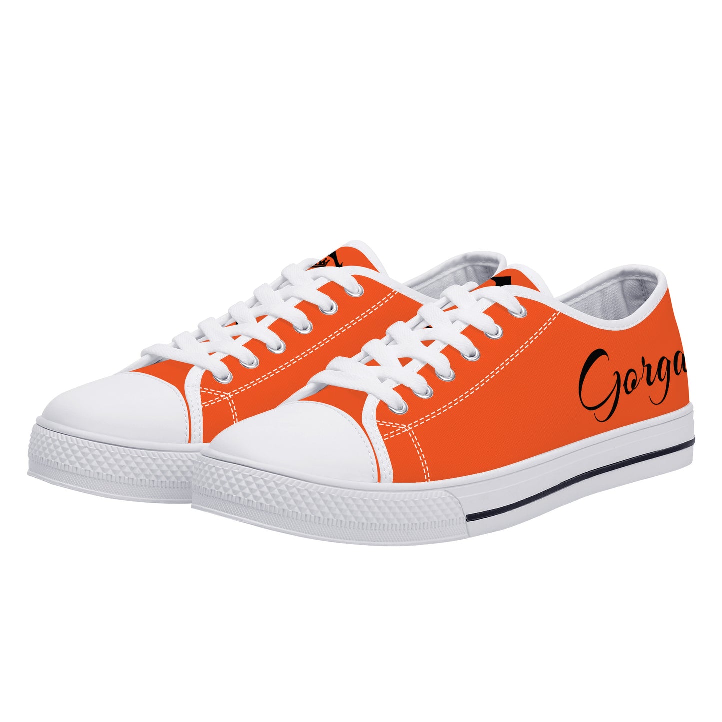 Low-Top Canvas Shoes  White n orange