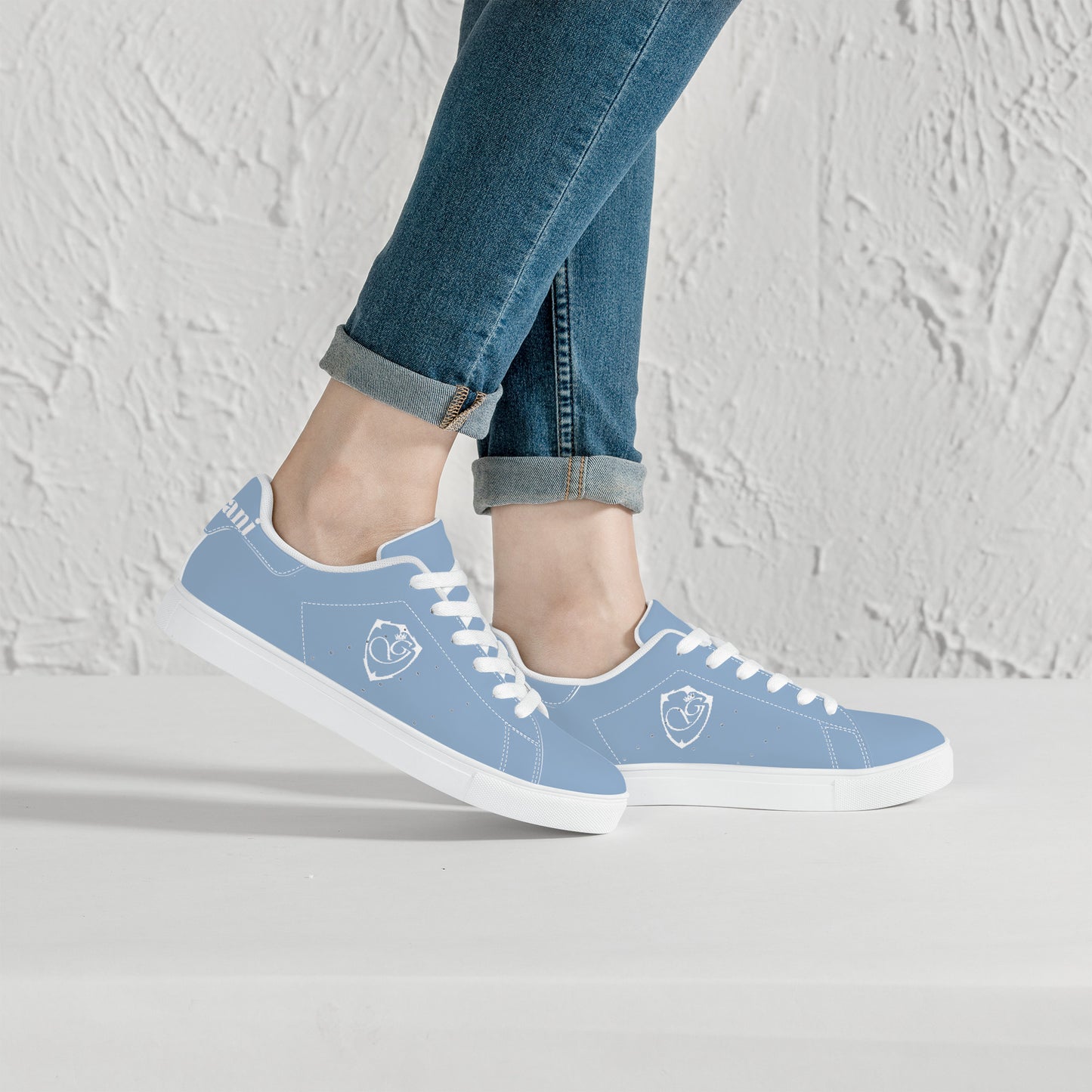 gorgani classic  Low-Top  Leather Sneakers - White and powder