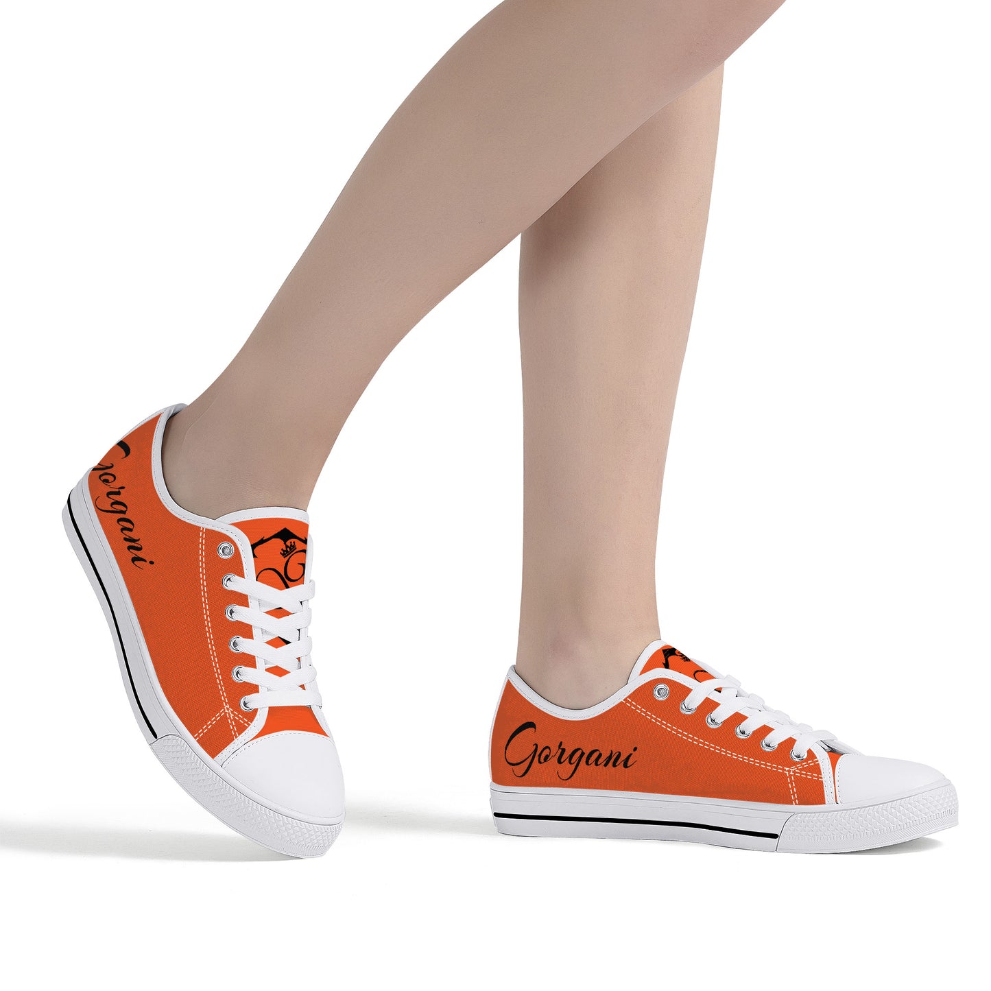 Low-Top Canvas Shoes  White n orange