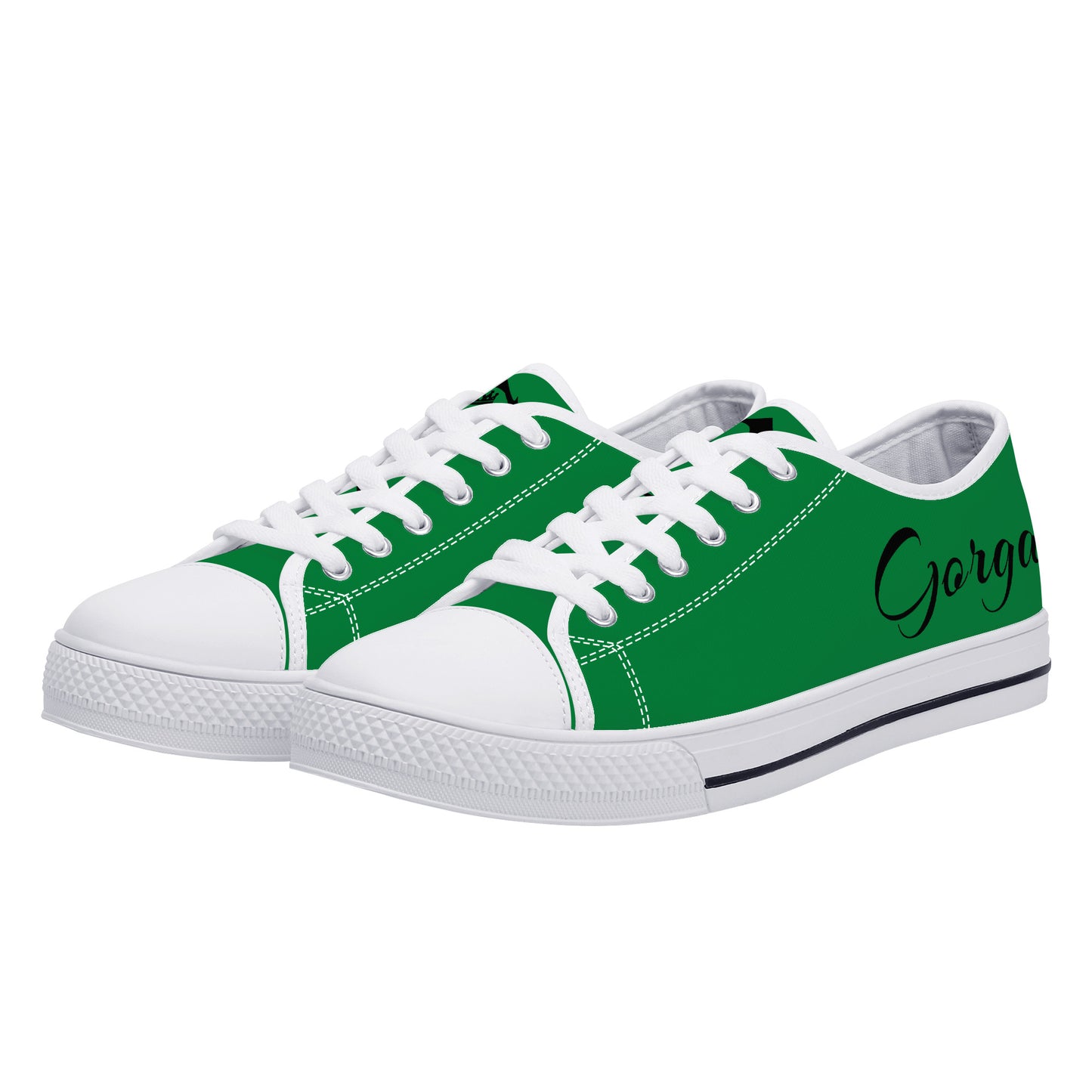 Low-Top Canvas Shoes White and green