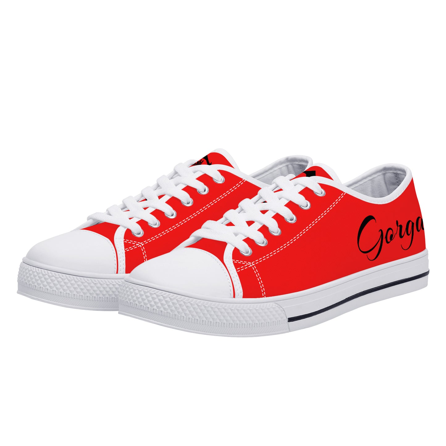 Gorgani Low-Top Canvas Shoes White n red